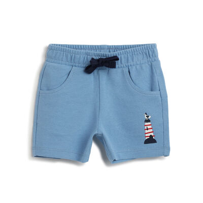 Boys Medium Light Blue Printed Shorts